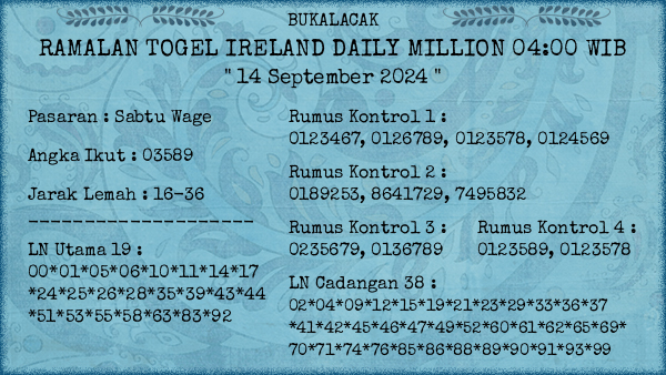 Prediksi Ireland Daily Million 04:00 WIB