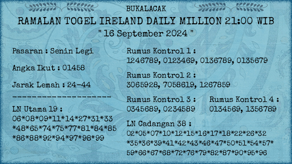 Prediksi Ireland Daily Million 21:00 WIB